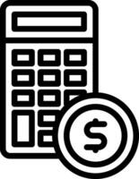 a calculator and a dollar coin icon vector