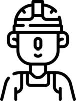 a black and white line icon of a man in a hard hat vector