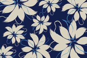 Soft white and blue flowers hand drawing textiles used in handdrawing clothes and fashion style in . A floral pattern textile , illustration vector