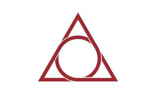 sacred geometrical figure of a circle inscribed in a triangle, the logo tattoo mythological symbol round triangle isolated on white background vector