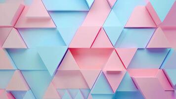 Alto definição de cor pastel 3d geométrico Projeto com intertravamento triângulos, suave rosa e blues, suave texturas. 3d geométrico padronizar video