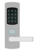 electronic lock with handle knob and electric drive flat style illustration isolated on white background vector