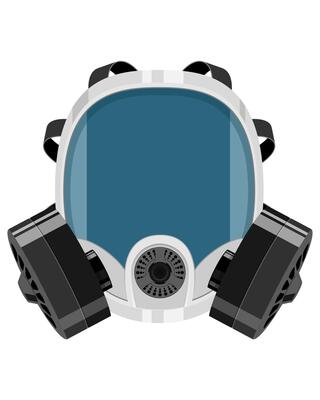 respirator breathing mask for protection flat style illustration isolated on white background