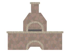 barbecue oven built of stone flat style illustration isolated on white background vector