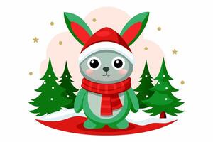Adorable Christmas Rabbit Graphics for Holiday Design Projects Ideal for Greeting Cards, Logos, Illustrations, Gift Tags, and Unique Seasonal Branding to Add Festive Cheer to Your Creations vector