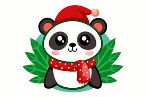 Adorable Christmas Panda Graphics for Holiday Design Projects Ideal for Greeting Cards, Logos, Illustrations, Gift Tags, and Unique Seasonal Branding to Bring Festive Cheer and Panda vector