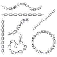 Set of silver chains. Metal. of different shapes. illustration vector