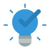 a light bulb with a tick mark on it vector
