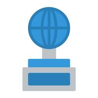 a globe on a pedestal with a blue background vector