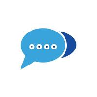 a blue speech bubble with three dots on it vector