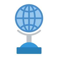 a globe on a stand with a blue background vector