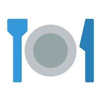 a flat icon of a fork and knife on a plate vector