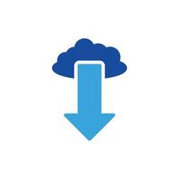 cloud icon with arrow pointing down vector