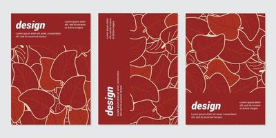 three vertical banners with red leaves vector