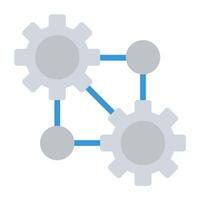 a flat icon of two gears connected to each other vector