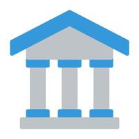 a bank building icon with blue columns vector