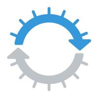 a blue and gray circular icon with arrows pointing up vector