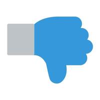 a blue thumb down icon on a white background vector