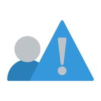 a person is holding a blue triangle with an exclamation mark vector