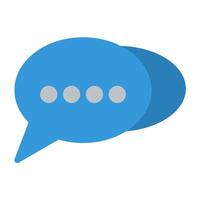 a blue speech bubble with four dots on it vector