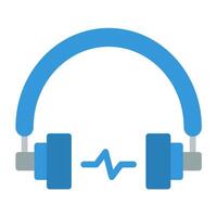 headphones icon with a heartbeat line vector