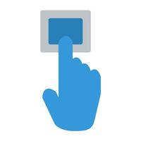 a hand pressing a button on a white background vector