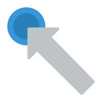 a blue and gray arrow pointing to a blue button vector