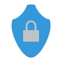 a blue shield with a lock on it vector
