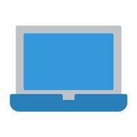 a laptop computer with a blue screen on a white background vector