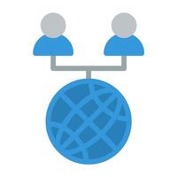 a globe with two people connected to it vector