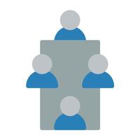 a group of people are standing around a table vector