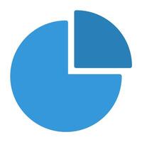 a blue pie chart with a white background vector
