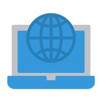 a laptop with a globe icon on it vector