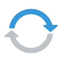 a blue and gray circular icon with arrows pointing in different directions vector