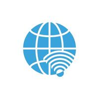 the logo for the internet is a globe with a wifi symbol vector