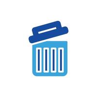 a blue trash can icon on a white background vector
