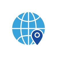 map pin icon of the world globe illustration vector