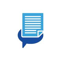 a speech bubble with a paper document inside vector