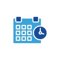 a calendar icon with a clock on it vector