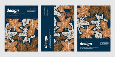 three vertical banners with leaves vector