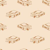 Book with Eyeglasses Doodle Seamless Pattern vector