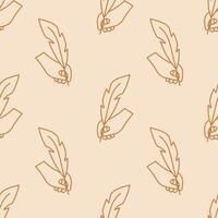 Writing Hand Holding Quill Seamless Pattern vector
