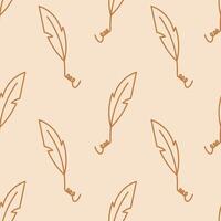 Writing Quill Doodle Seamless Pattern vector