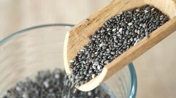 pouring chia seeds from a wooden spoon video