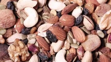 close up of many mixed nuts video