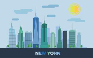 Set of New York buildings. Business travel and tourism concept. Image for banner or website. vector