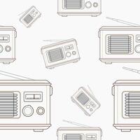 Editable Outline Style Old Classic Vintage Radios Vectorized Illustration as Seamless Pattern for Creating Background About Information Technology or Electronic vector