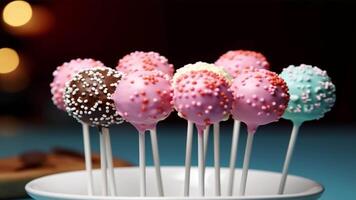 Miniature, scrumptious cake pops, a delightful dessert on a stick footage for background video