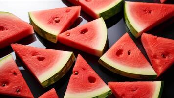 A creative summer concept vibrant watermelon slices with dramatic shadows footage for background video