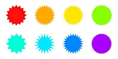 Colored sale sticker collection. Price label geometric shape labels and badges for promo and advertising. Empty circle promotion template for price banner in different colors. vector